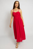 Tie-Back Midi Dress with Ruched Bust