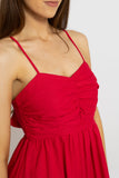 Tie-Back Midi Dress with Ruched Bust