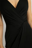 Chic Black V-Neck Front Slit Maxi Dress