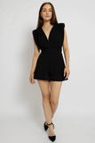 Elegant Black V-Neck Romper Dress