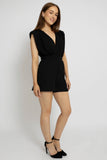Elegant Black V-Neck Romper Dress