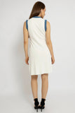 Chic Sleeveless Dress with Denim Trim