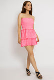 Pink Tie-Dye Smocked Tube Playsuit Dress