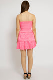 Pink Tie-Dye Smocked Tube Playsuit Dress
