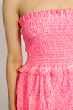 Pink Tie-Dye Smocked Tube Playsuit Dress