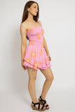 Sunny Print Smocked Playsuit Mini Dress