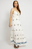 Embroidered Maxi Dress with Strappy Back