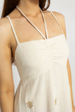Embroidered Halter Neck Maxi Dress