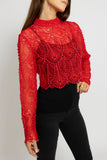 Luxe Lace Mock Neck Blouse