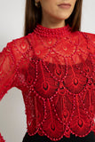 Luxe Lace Mock Neck Blouse