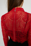 Luxe Lace Mock Neck Blouse