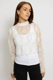 Luxe Lace Mock Neck Blouse