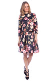 Floral Print Pleated Knee Length Skirt