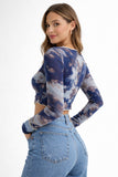 Butterfly Mesh Tye-Dye Crop Top
