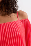 Pleated Bardot Midaxi Dress