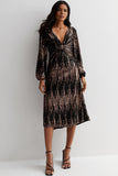 V Neck Sequin Bow Dress