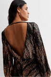 V Neck Sequin Bow Dress