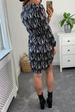 Abstract Print Shirt Dress BLACK