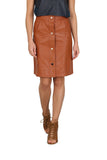 Cutie Pencil Skirt with Front Silver Poppers - Tan