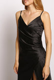 Deep Neck Satin Slip Midi Dress