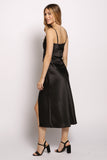 Deep Neck Satin Slip Midi Dress