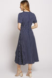 Short Sleeve Maxi Dress In Polka Dot - Navy