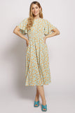 Floral Ruffle Sleeve Maxi Dress