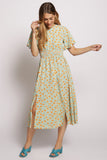 Floral Ruffle Sleeve Maxi Dress