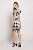 Black Gingham Frill Mini Dress