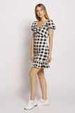 Black Gingham Frill Mini Dress