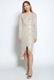 Full Sleeve Sequin dress with plunge neck