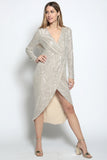 Full Sleeve Sequin dress with plunge neck