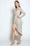 Full Sleeve Sequin dress with plunge neck