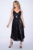 V-Neck Sequin Strap Cocktail Dress