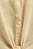 Button-Up Cold Shoulder Tie-Front Blouse
