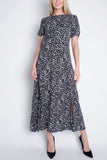 Short Sleeve Maxi Dress - Black Leopard Print