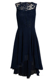 Lace Embroidered High Low Dress