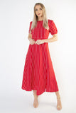 Short Sleeve Maxi Dress in Polka Dot -RED