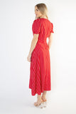 Short Sleeve Maxi Dress in Polka Dot -RED