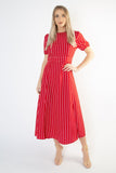 Short Sleeve Maxi Dress in Polka Dot -RED