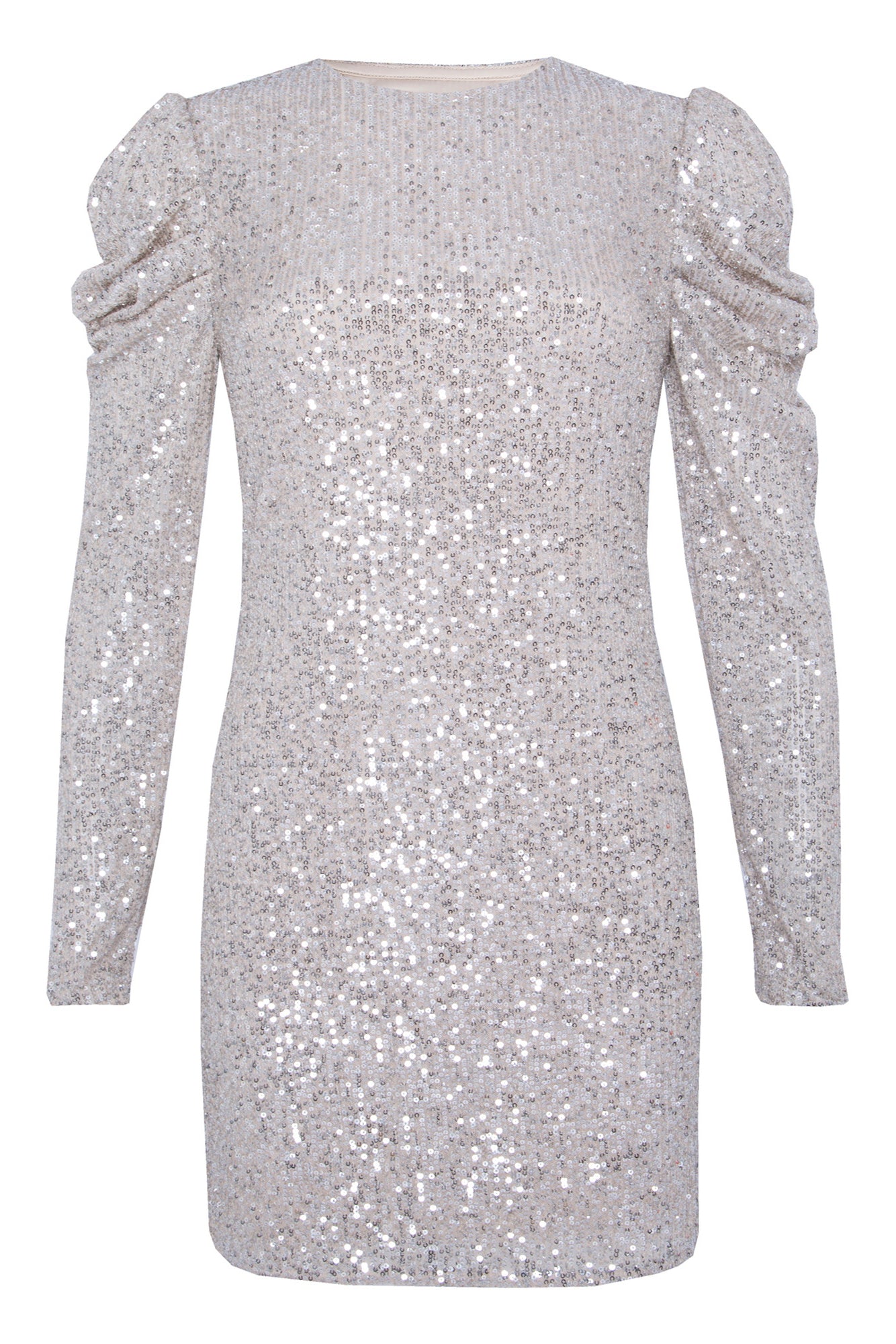 Full Sleeved Silver Sequin Dress