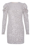 Full Sleeved Silver Sequin Dress